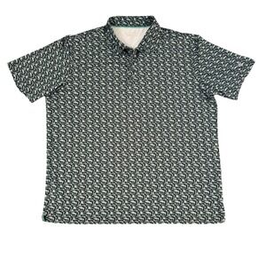 Maelreg 3XL Geometric Abstract Teal Black Men's Performance Golf Polo Shirt